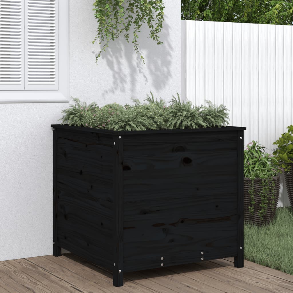 Vidaxl plantenbak 82,5x82,5x78 cm massief groenenhout zwart