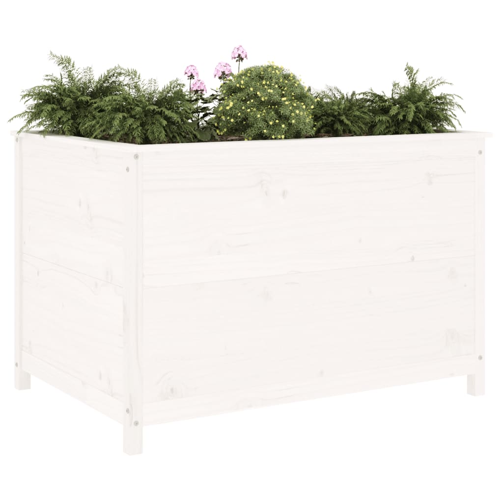 Vidaxl plantenbak verhoogd 119,5x82,5x78 cm massief groenhout wit