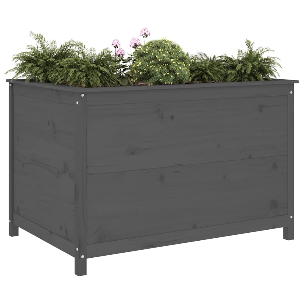 Vidaxl plantenbak verhoogd 119,5x82,5x78 cm massief groenhout grijs