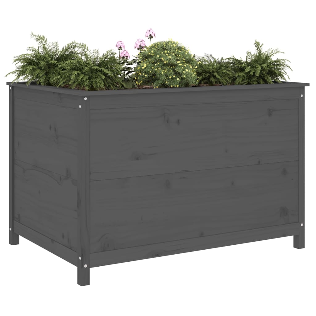 Vidaxl plantenbak verhoogd 119,5x82,5x78 cm massief groenhout grijs