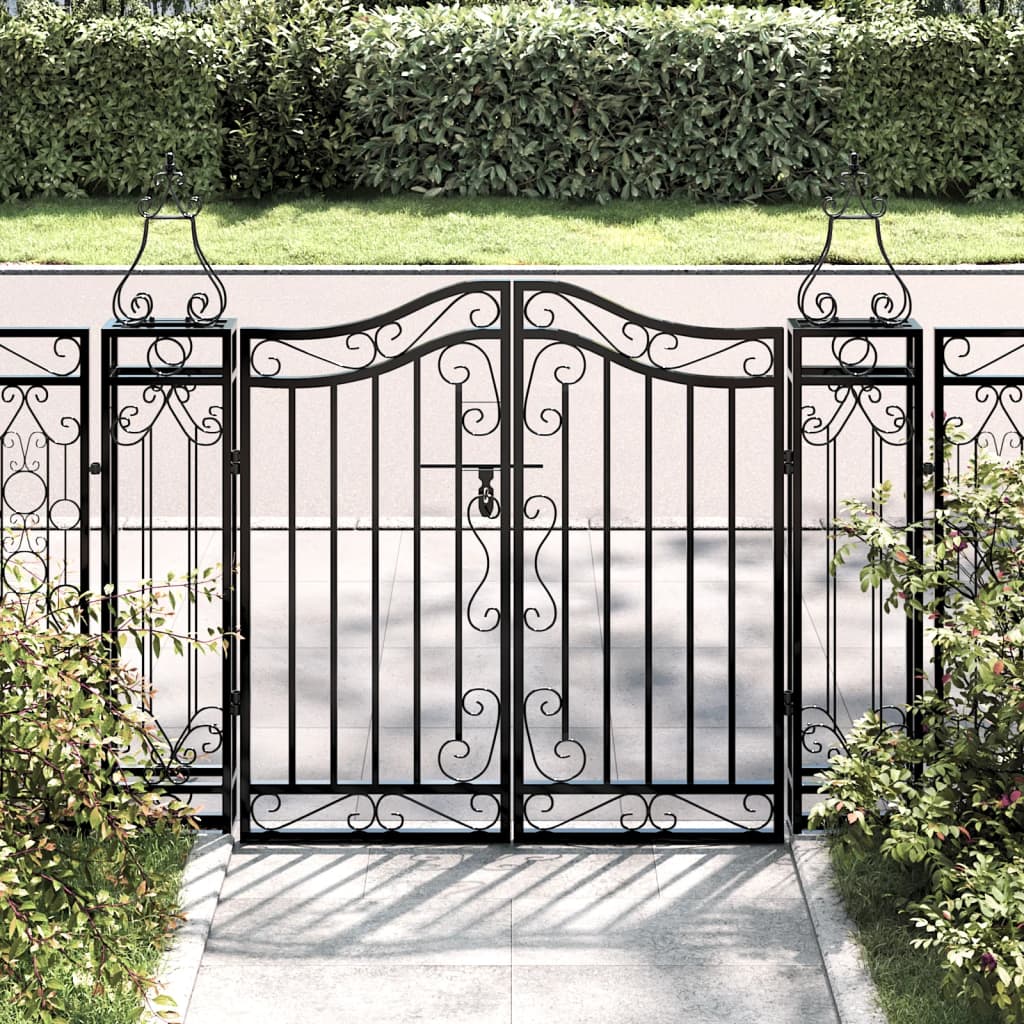 Vidaxl poort 121x8x100 cm smeedijzer zwart