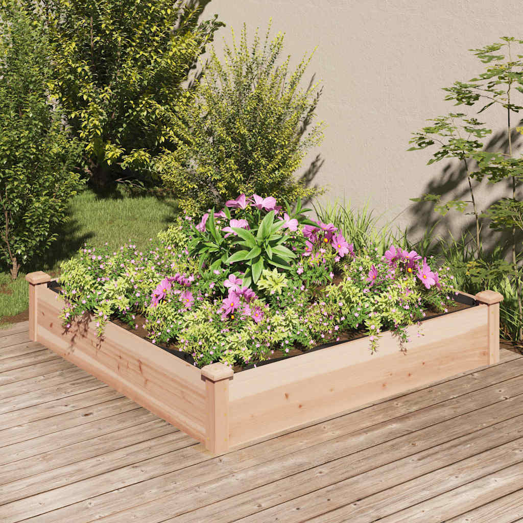 Vidaxl plantenbak verhoogd met voering 120x120x25 cm massief vuurhout