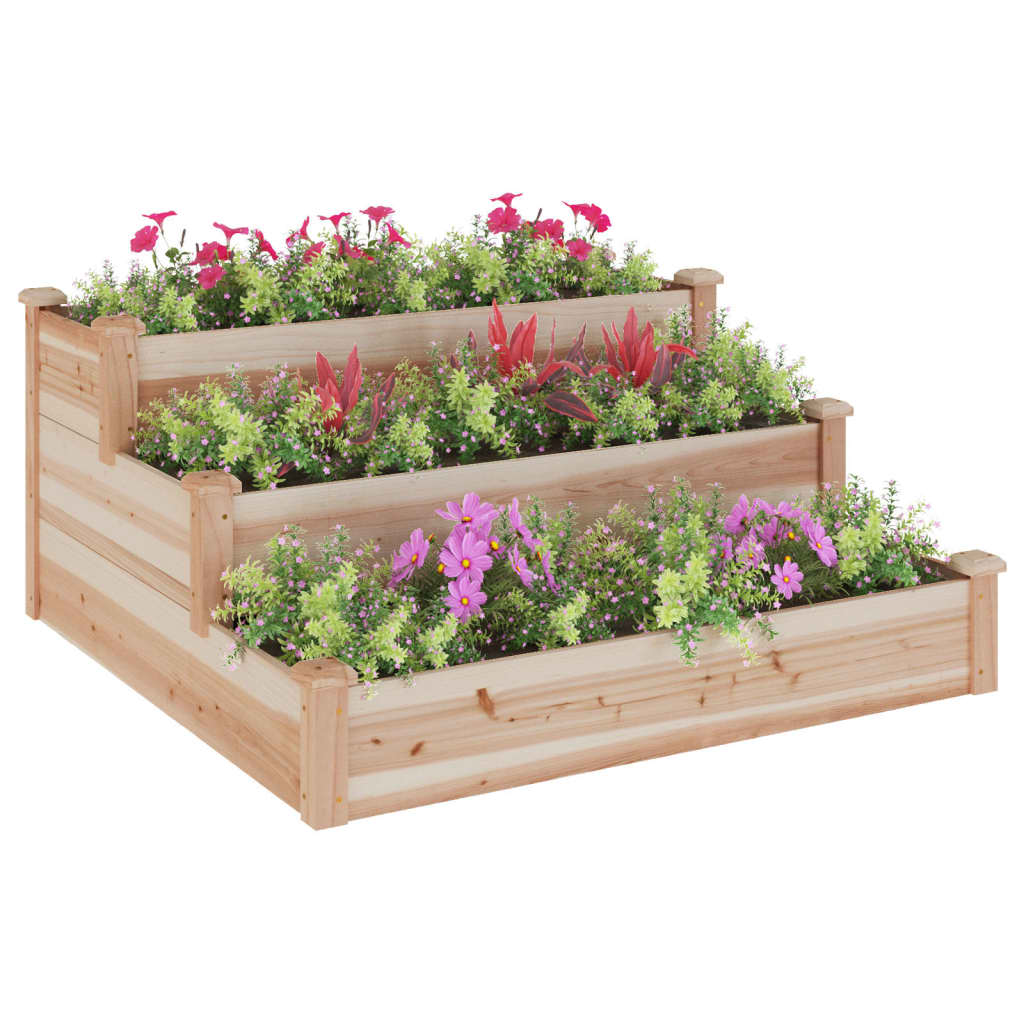 Vidaxl plantenbak verhoogd met voering 120x120x56 cm massief vuurhout