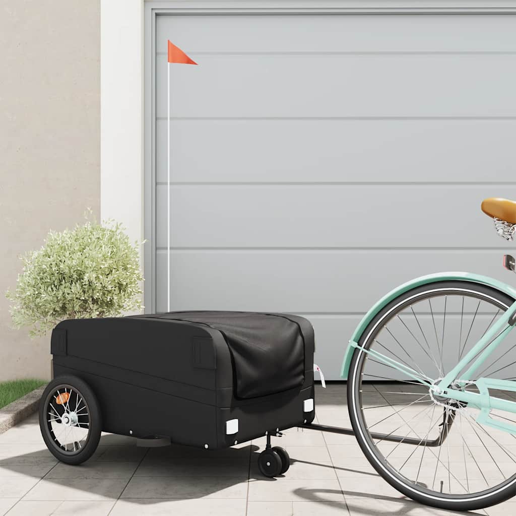 Vidaxl fietstrailer 45 kg ijzer zwart
