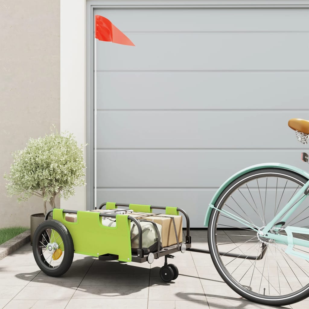 Vidaxl fietstrailer oxford stof en ijzer groen