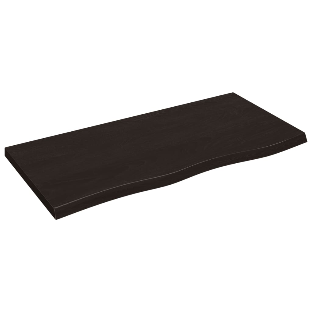Vidaxl wastafelblad 100x50x(2-4) cm versierd massief hout donkerbruin