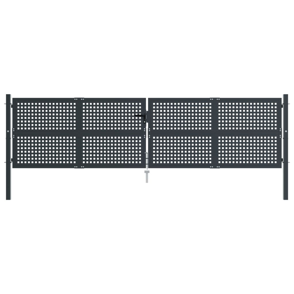 VidaXL Poort 400x125 cm staal antracietkleurig