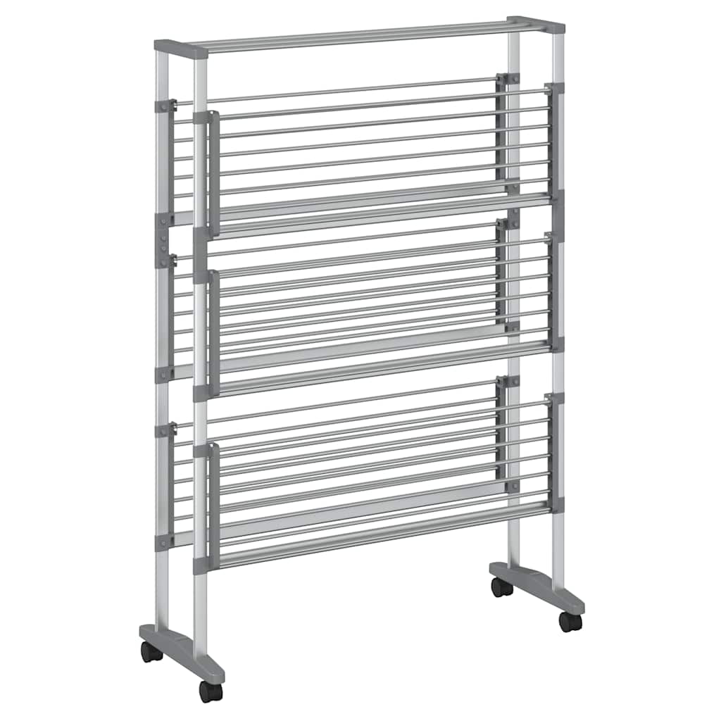 Vidaxl droogrek met wieltjes 89x64x129 cm aluminium
