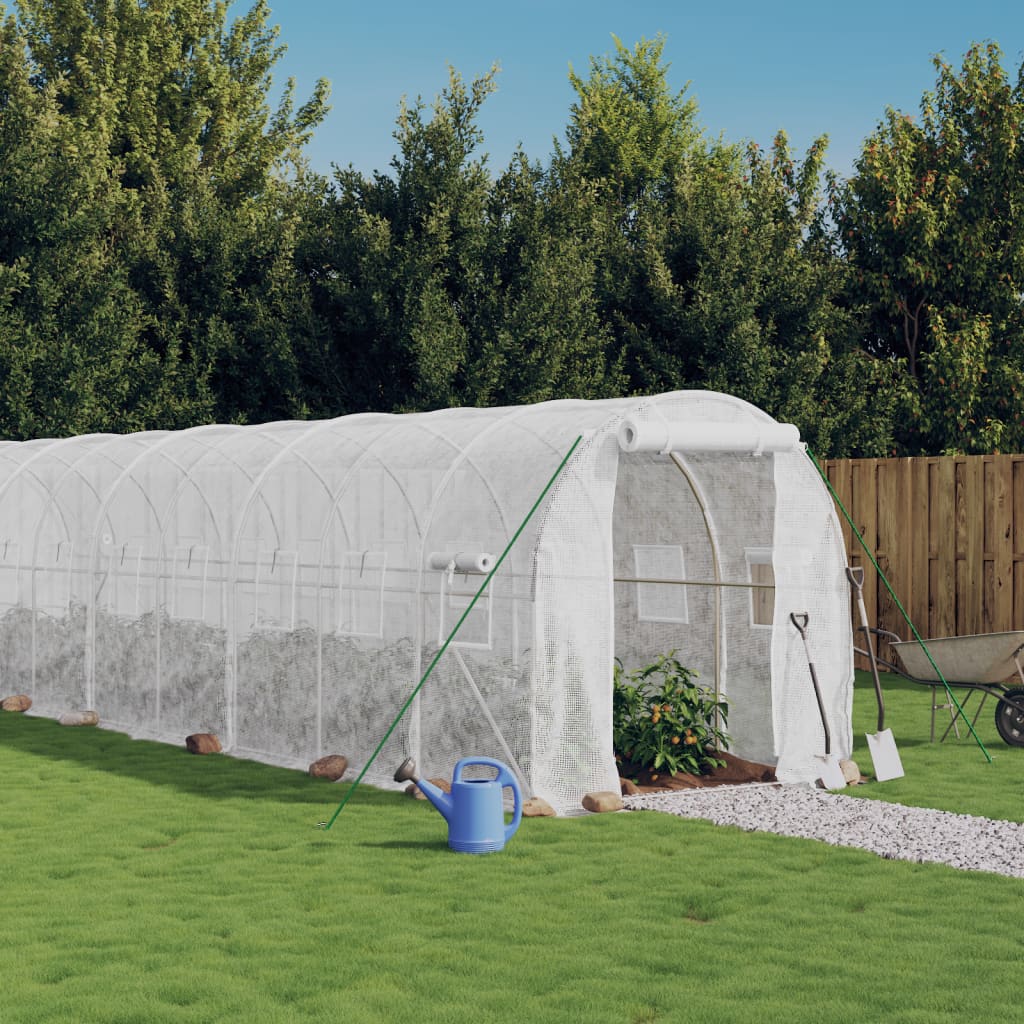 VidaXL Tuinkas met stalen frame 12 m² 6x2x2m wit