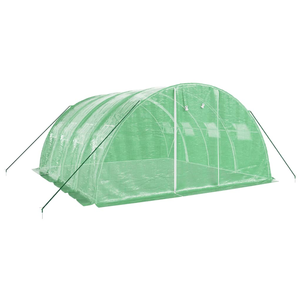 Vidaxl tuinkas met stalen frame 16 m² 4x4x2 m groen