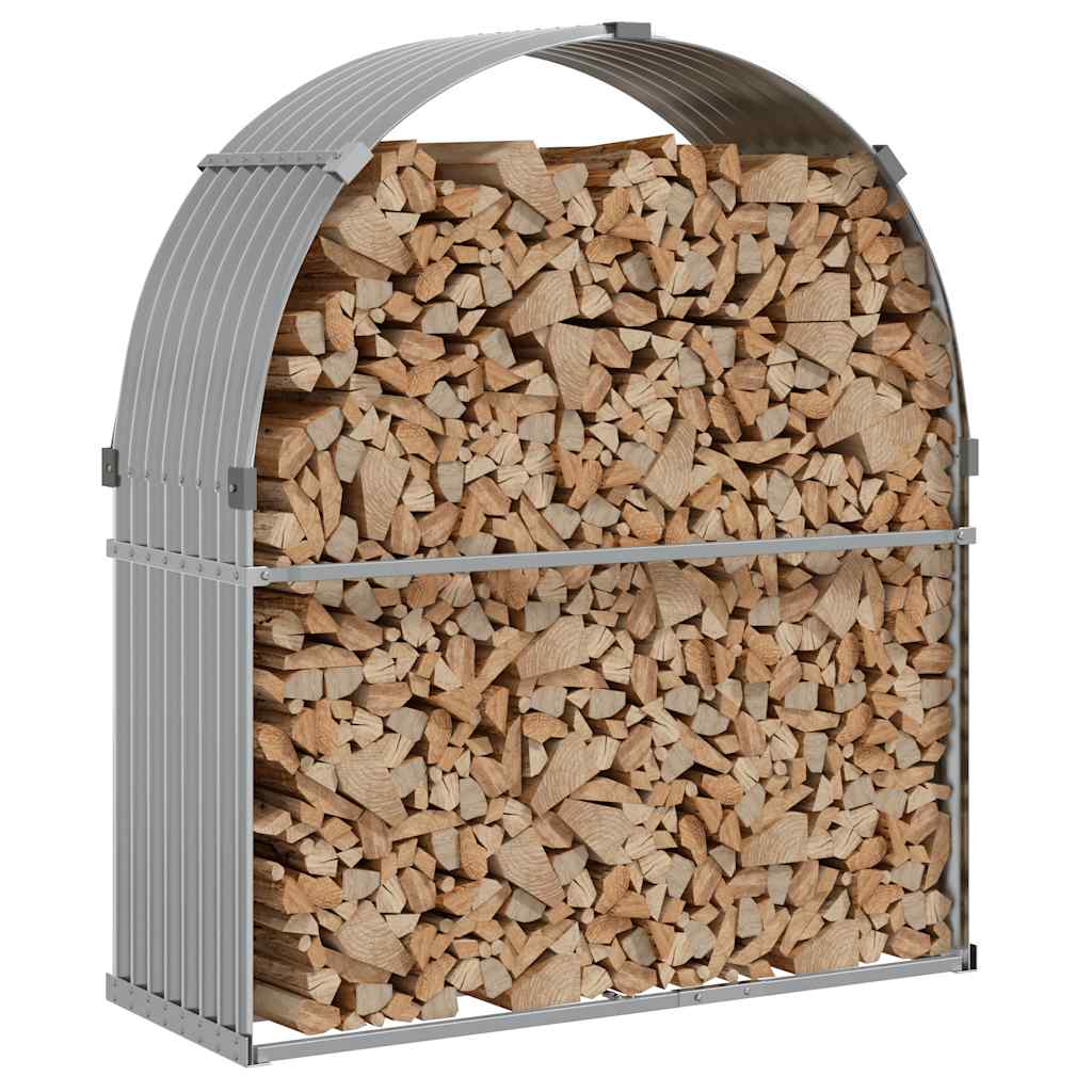Vidaxl haardhoutopslag 120x45x140 cm gegalvaniseerd staal lichtgrijs
