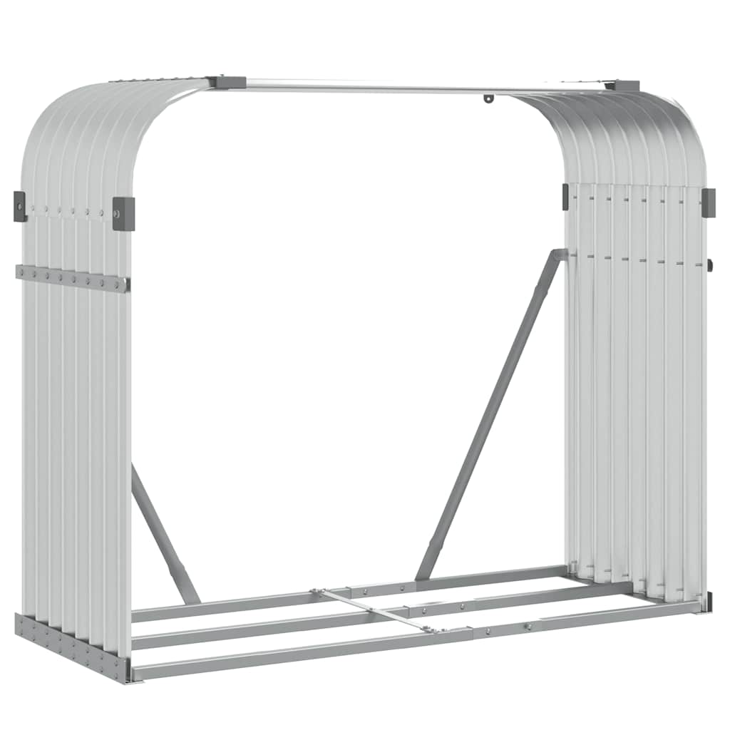 Vidaxl haardhoutopslag 120x45x100 cm gegalvaniseerd staal zilverkleur