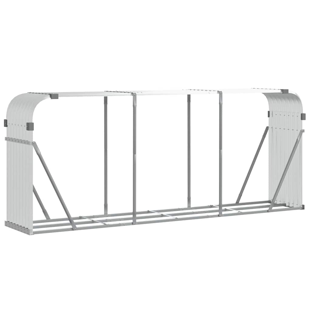 Vidaxl haardhoutopslag 234x45x100 cm gegalvaniseerd staal zilverkleur