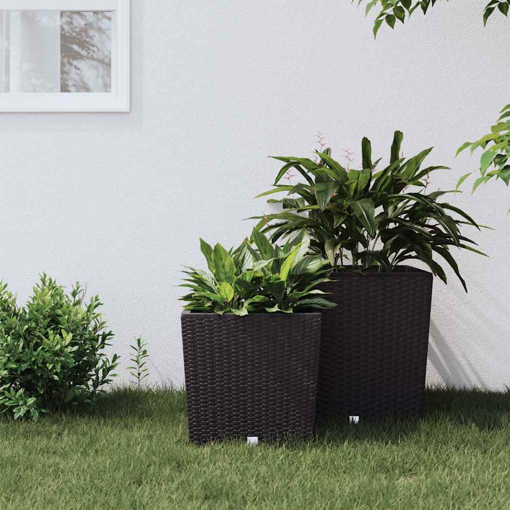 Vidaxl plantenbak met uit draagbare bak rotan-look 21 32 l pp bruin
