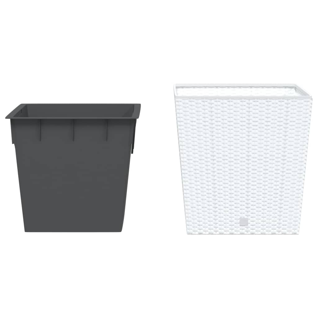 Vidaxl plantenbak met uit draagbare bak rotan-look 37 64 l pp wit