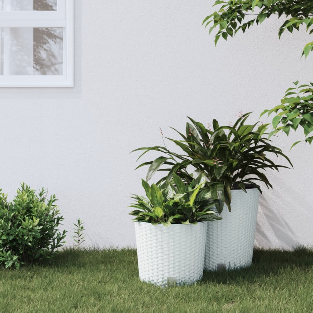 Vidaxl plantenbak met uit draagbare bak rotan-look 15 15,3 l pp wit
