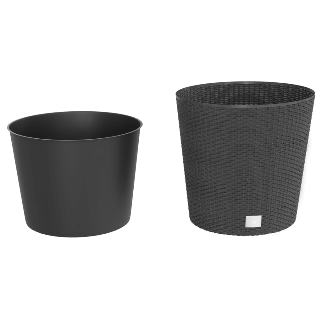 Vidaxl plantenbak uit mobiele bak rotan-look 35 37,5 l pp antraciet