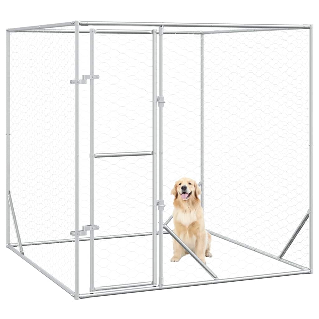 Vidaxl hondenkennel voor buiten 2x2x2m gegalvaniseerd staal zilver