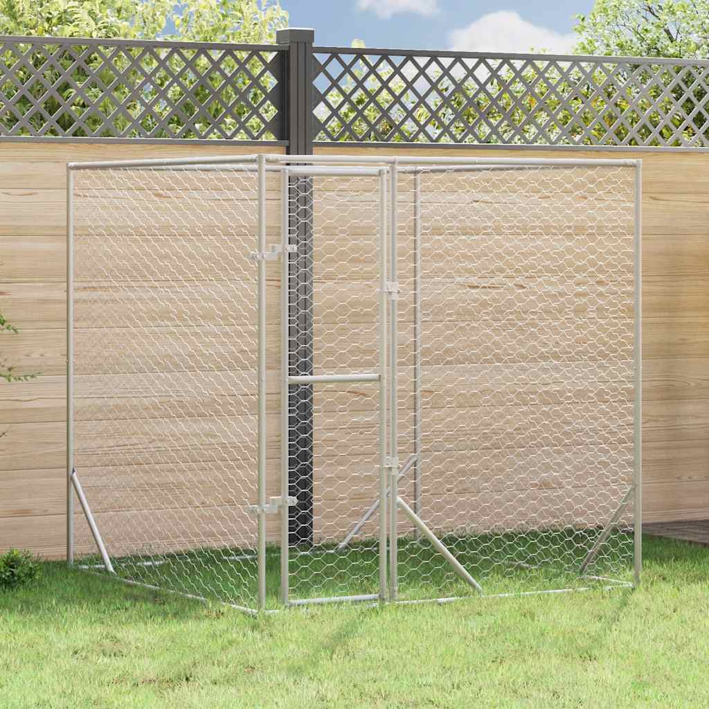 Vidaxl hondenkennel voor buiten 2x2x2m gegalvaniseerd staal zilver