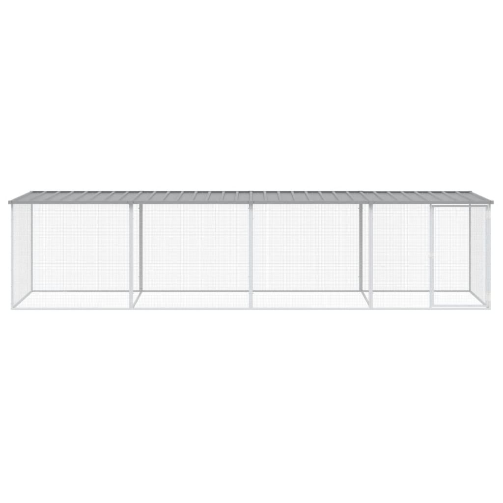 VidaXL Kippenhok met dak 403x98x90 cm gegalvaniseerd staal lichtgrijs