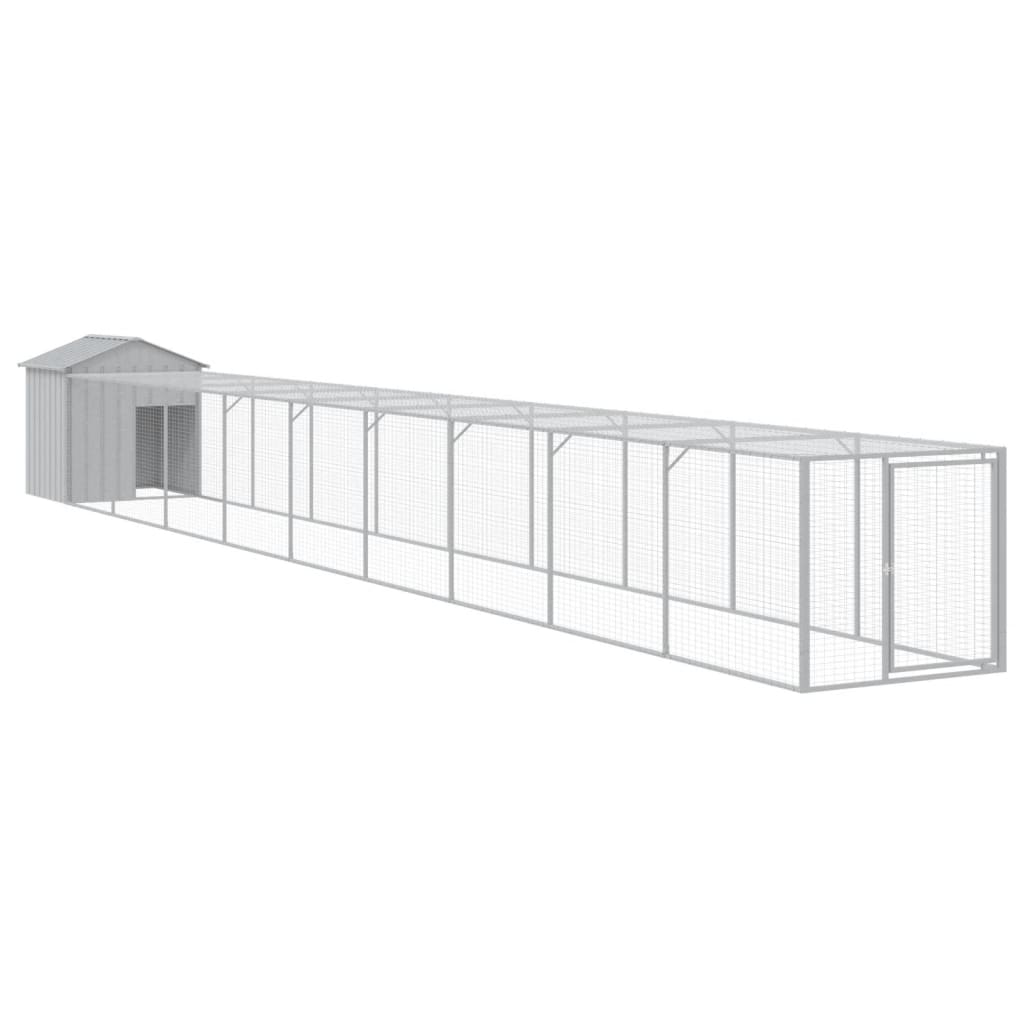 VidaXL Kippenhok met ren 117x1017x123 cm staal lichtgrijs