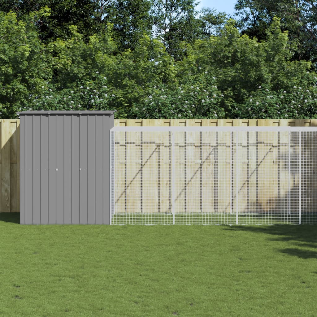 VidaXL Kippenhok met ren 165x1067x181 cm staal lichtgrijs