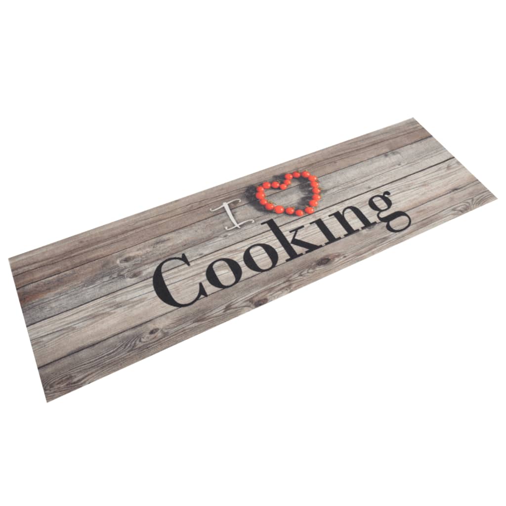 Vidaxl keukenmat wasbaar kookprint 45x150 cm fluweel grijs