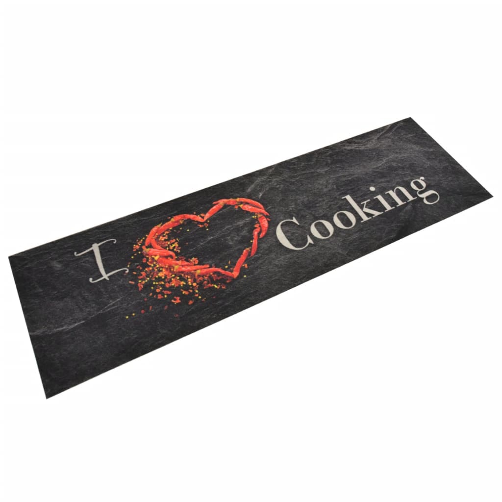 Vidaxl keukenmat wasbaar kookprint 45x150 cm fluweel zwart