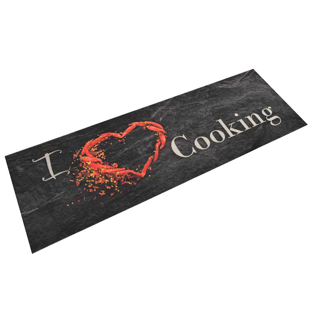 Vidaxl keukenmat wasbaar kookprint 60x180 cm fluweel zwart