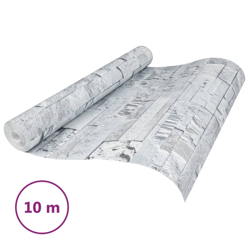 Vidaxl vliesbehang 3d steenlook 10x0,53 m lichtgrijs