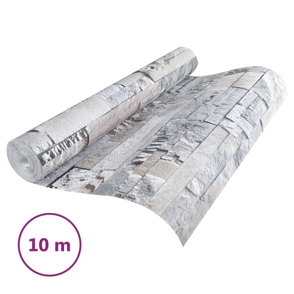 Vidaxl vliesbehang 3d steenlook 10x0,53 m lichtgrijs en bruin