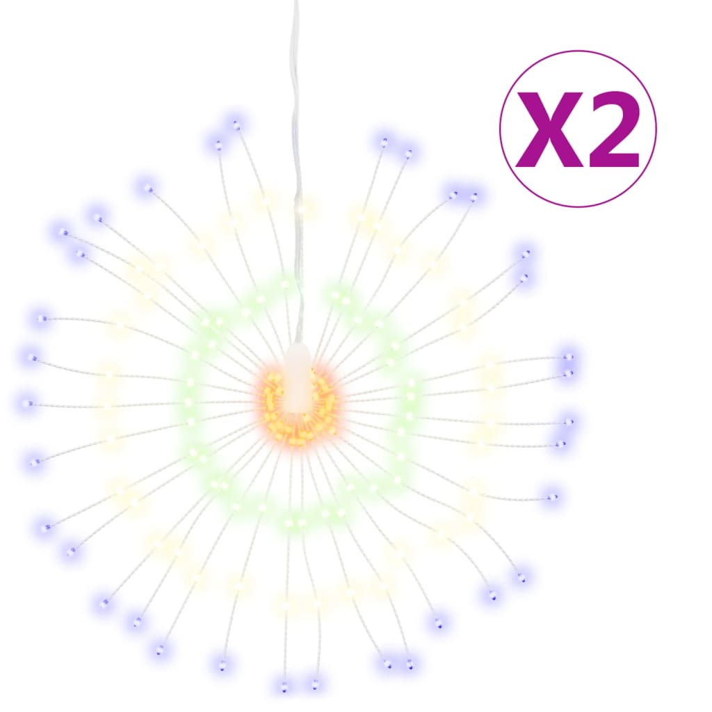 Vidaxl kerstverlichting vuurwerk 2 st 140 meerkleurige led's 17 cm