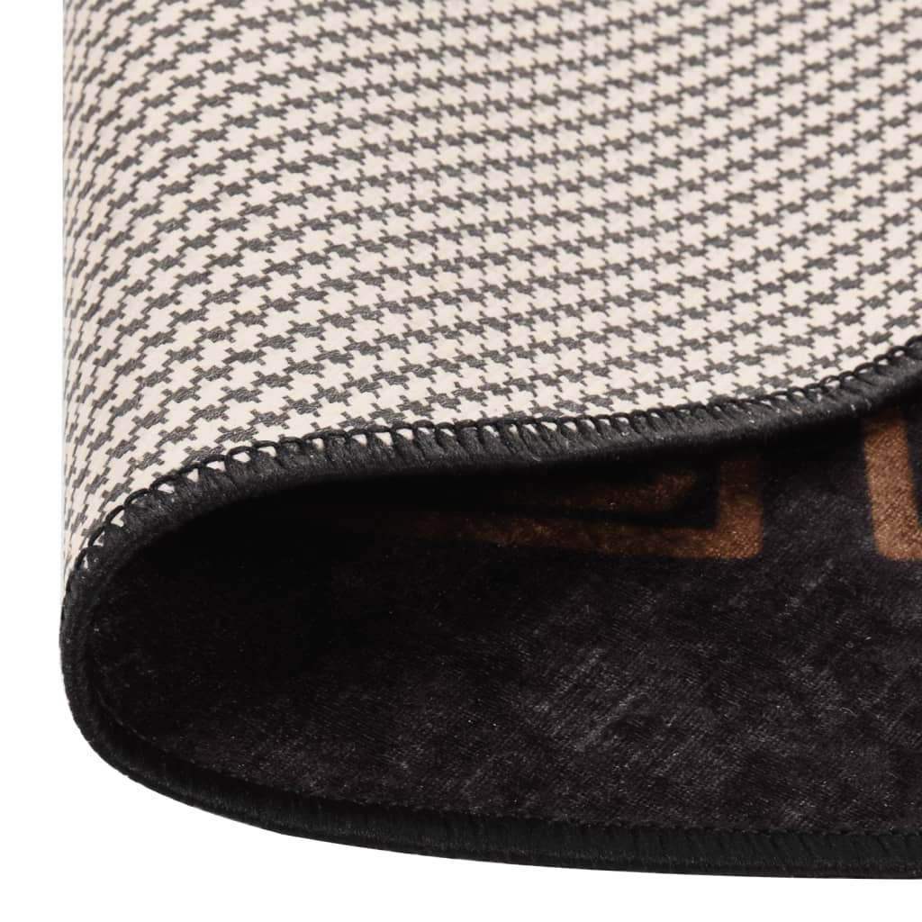 Vidaxl vloerkleed wasbaar antislip ø 200 cm zwart en goudkleurig