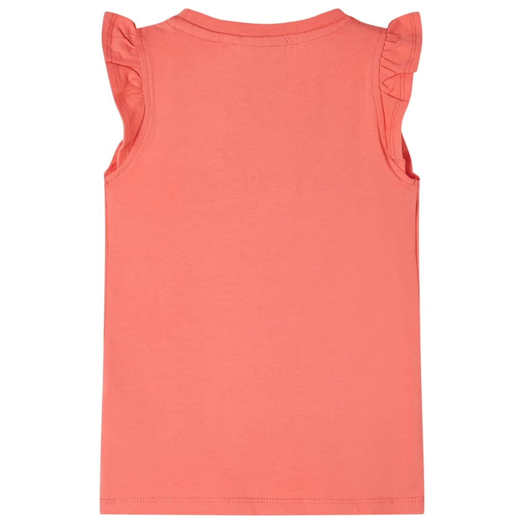 VidaXL Kindershirt met ruches aan de mouwen 128 koraalkleurig