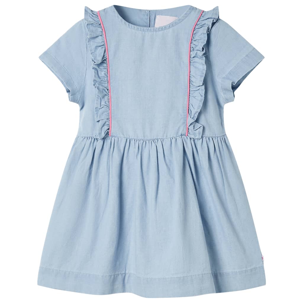 Vidaxl kinderjurk met ruches 128 zachtblauw