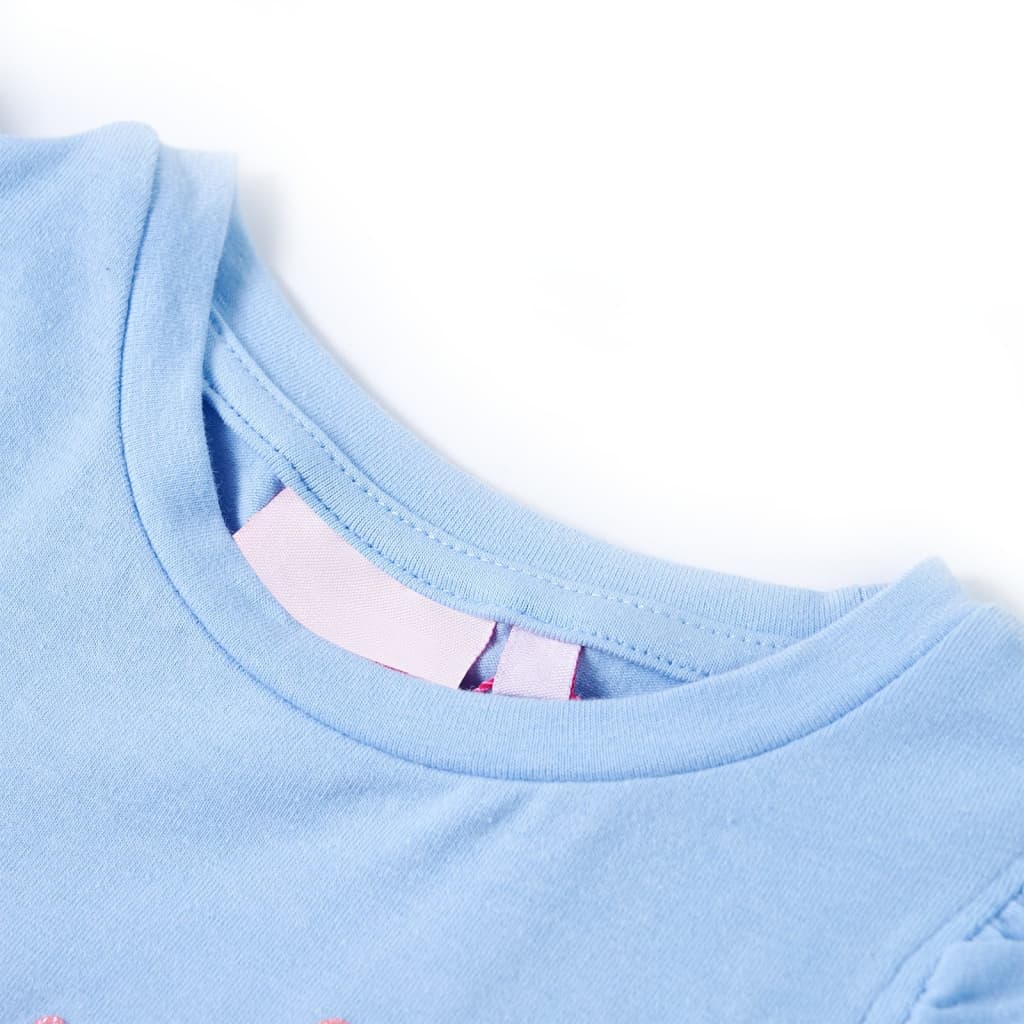 Vidaxl kindershirt met ruches aan de mouwen 140 lichtblauw