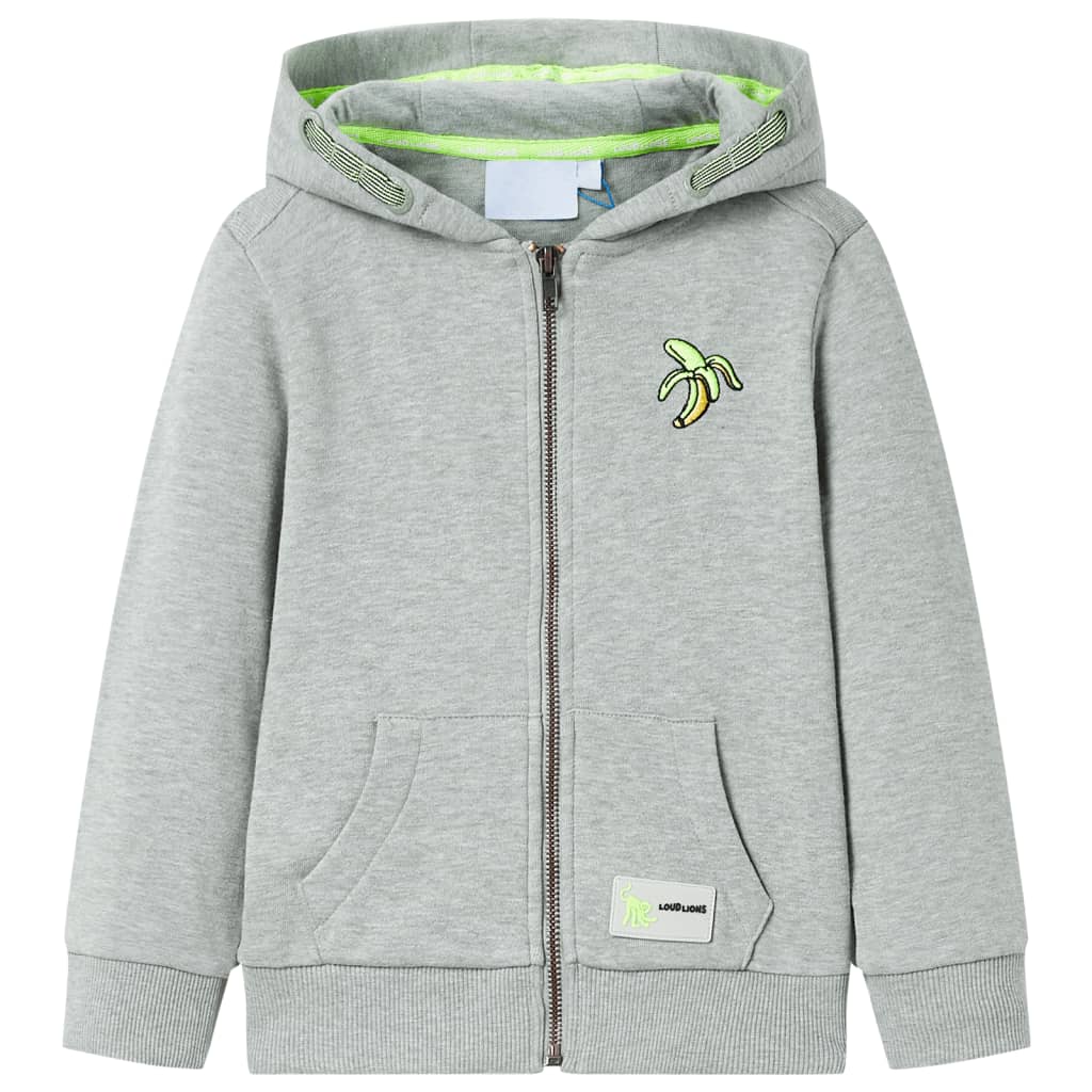 Vidaxl kindervest met capuchon en rits 92 gemêleerd lichtkaki