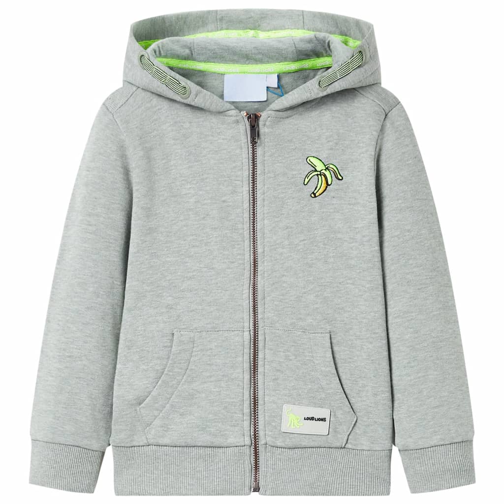 Vidaxl kindervest met capuchon en rits 128 gemêleerd lichtkaki