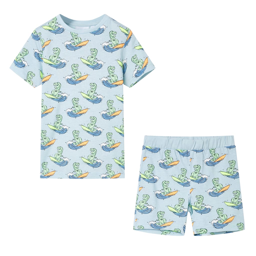 Vidaxl kinderpyjama met korte mouwen 140 lichtblauw