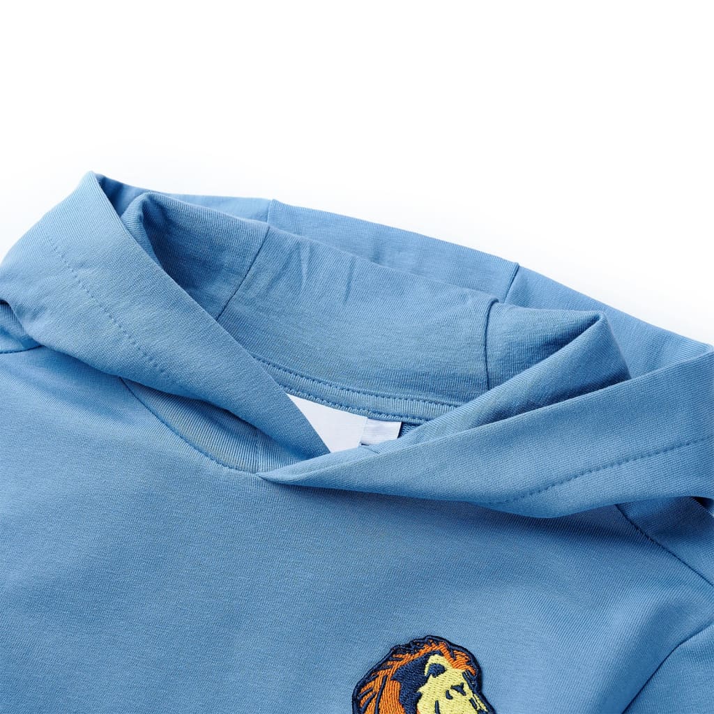 Vidaxl kindertrui met capuchon 104 blauw en zachtgeel