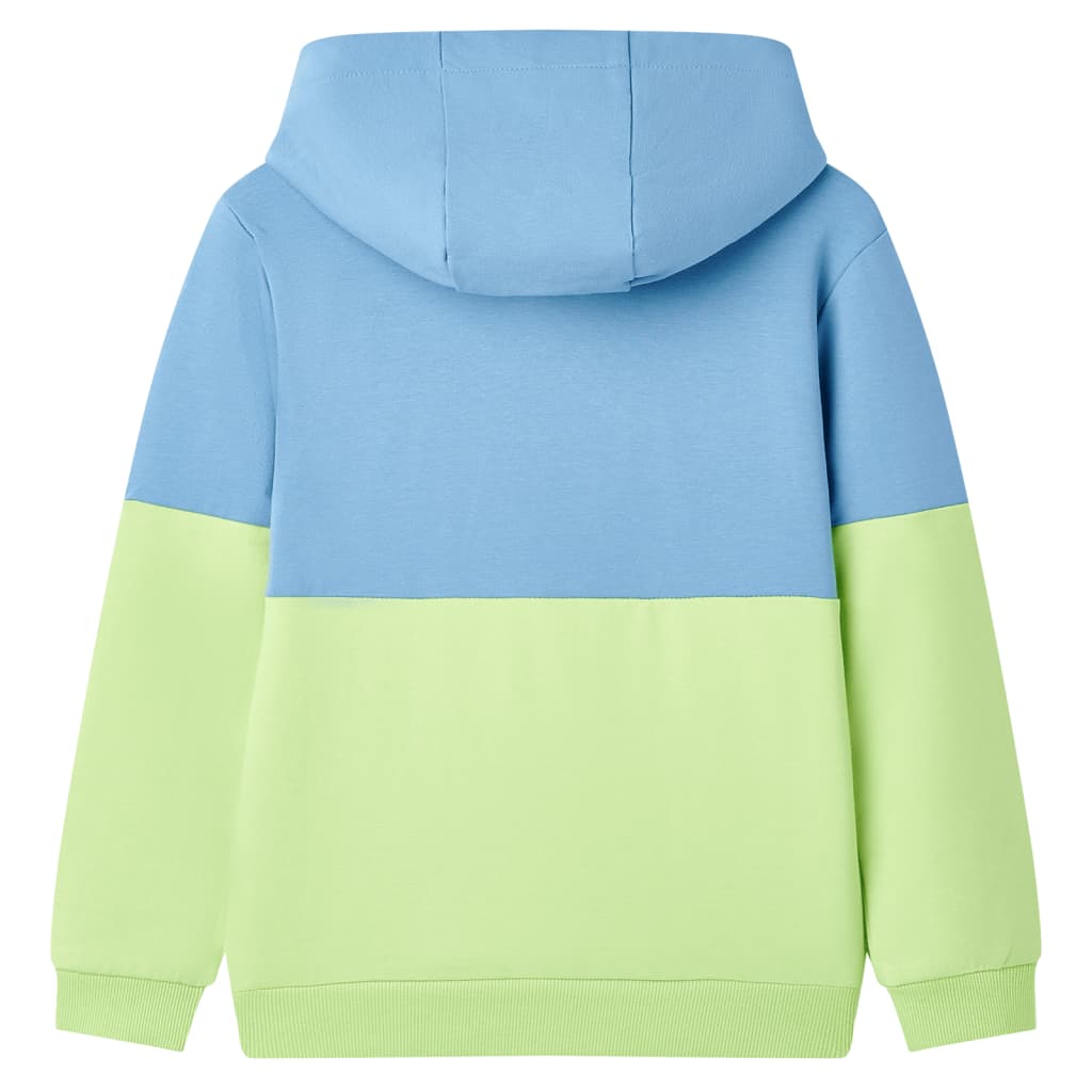 VidaXL Kindertrui met capuchon 128 blauw en zachtgeel