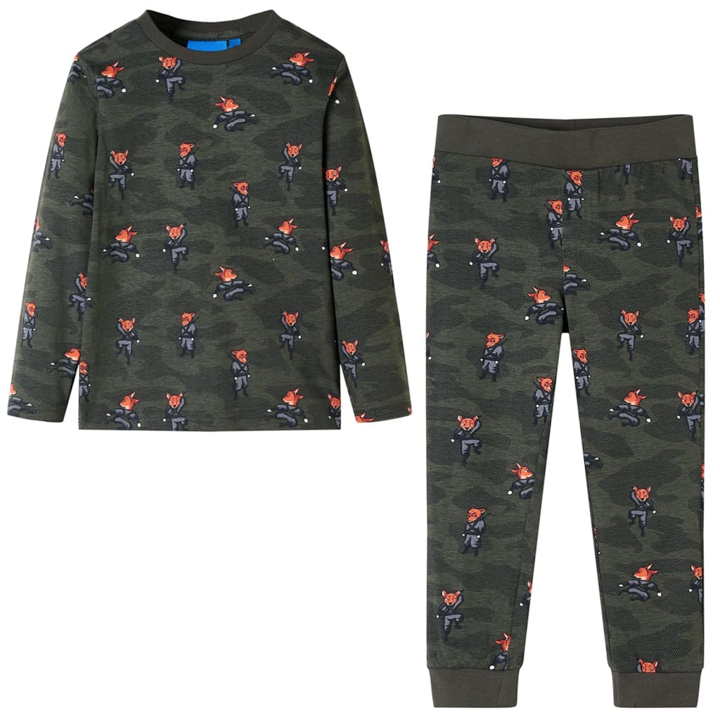 Vidaxl kinderpyjama met lange mouwen 128 kakikleurig