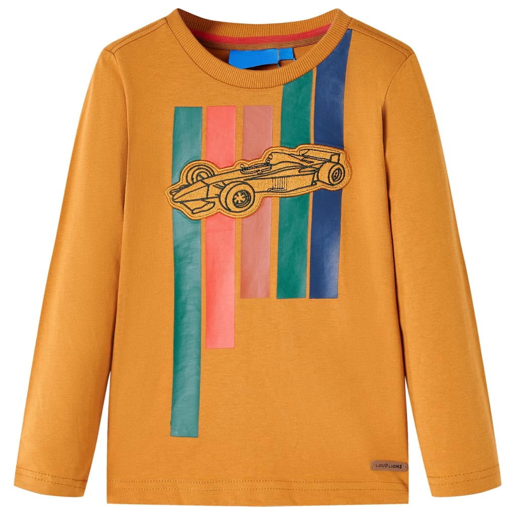 Vidaxl kindershirt met lange mouwen 104 donkerokerkleurig