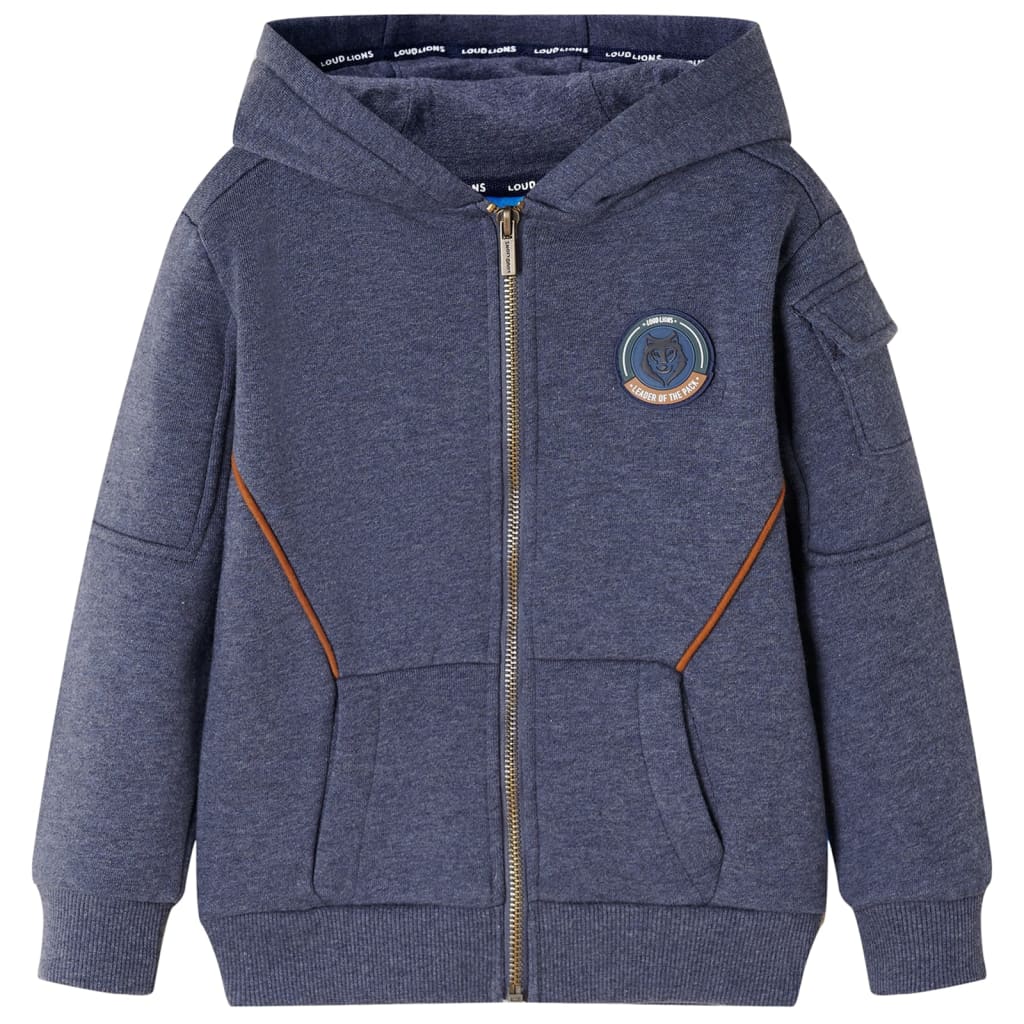 Vidaxl kindervest met capuchon en rits 128 gemêleerd donkerblauw