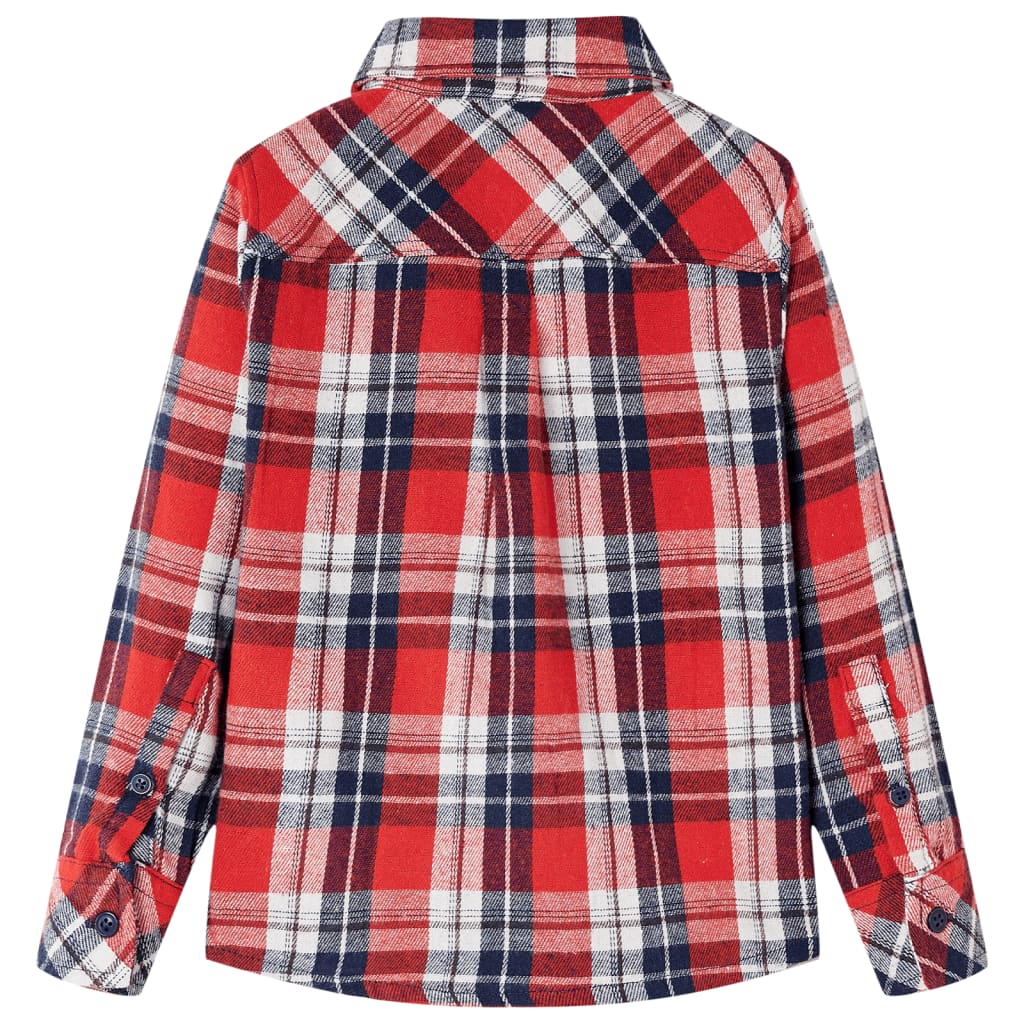 Vidaxl kinderoverhemd geruit 104 rood en marineblauw