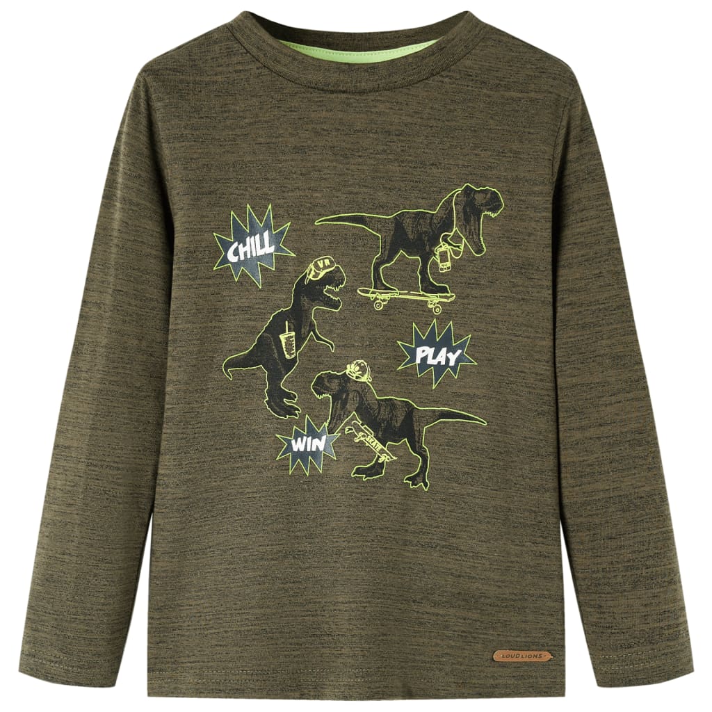 Vidaxl kindershirt met lange mouwen 104 gemêleerd kakikleurig
