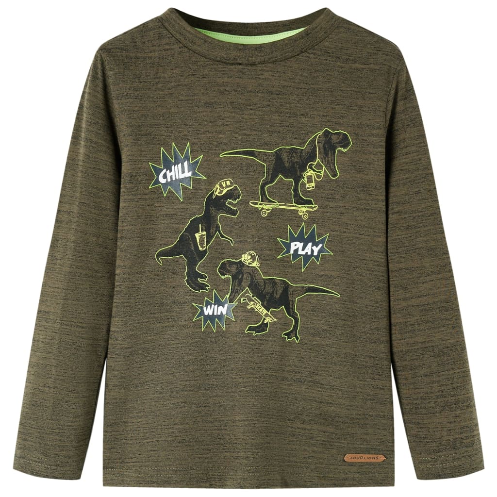Vidaxl kindershirt met lange mouwen 116 gemêleerd kakikleurig