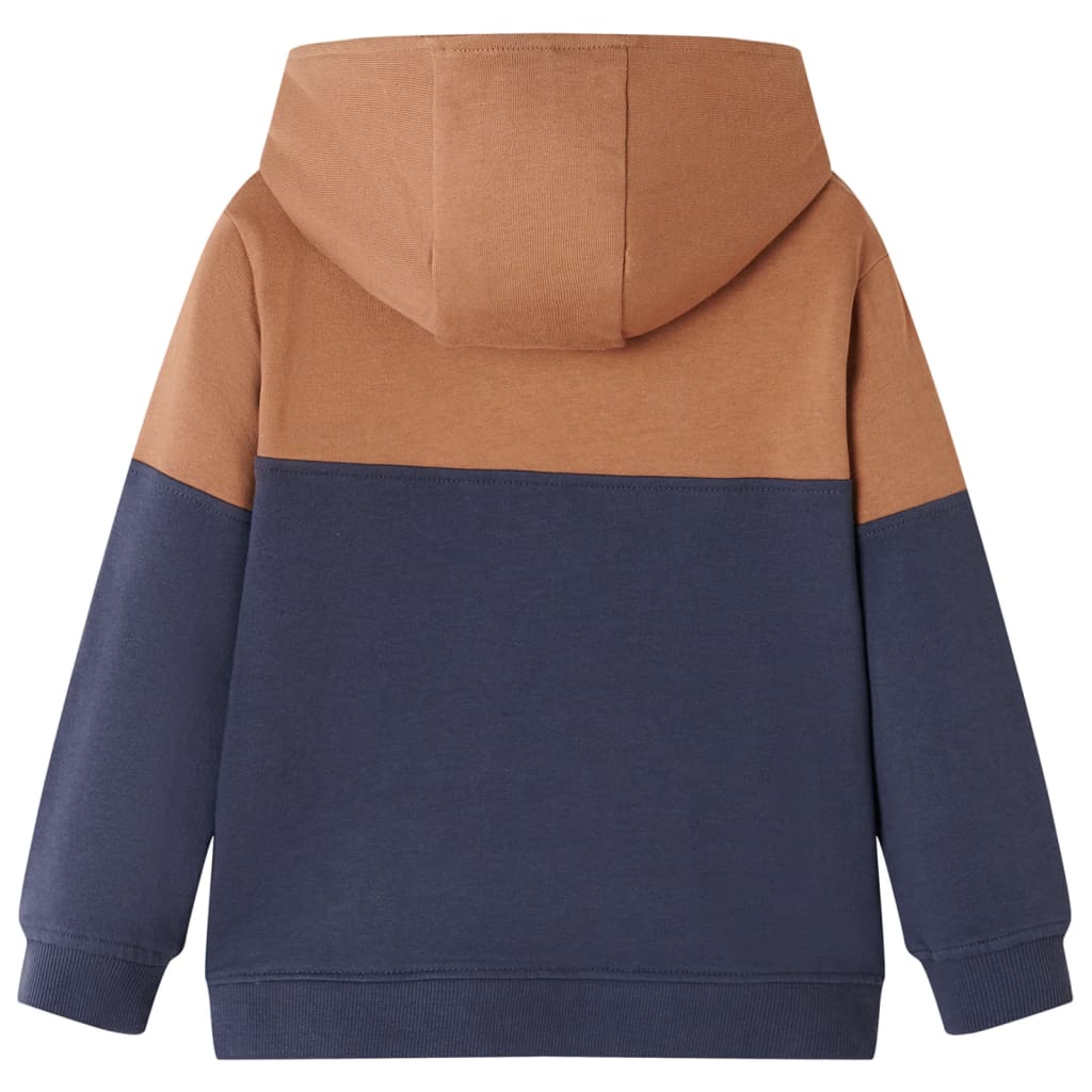 Vidaxl kindersweater met capuchon halve rits 116 antraciet- en cognackleurig