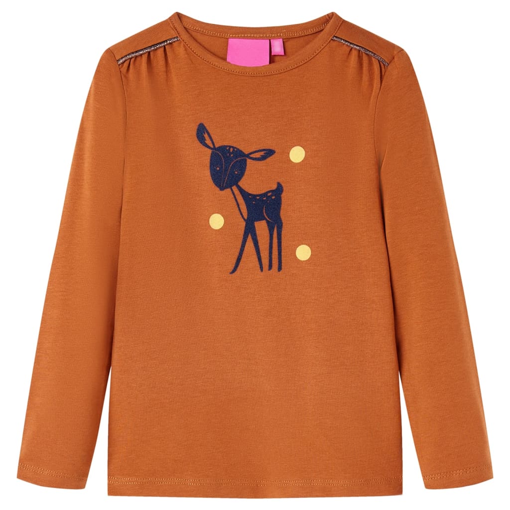 Vidaxl kindershirt met lange mouwen 128 cognackleurig