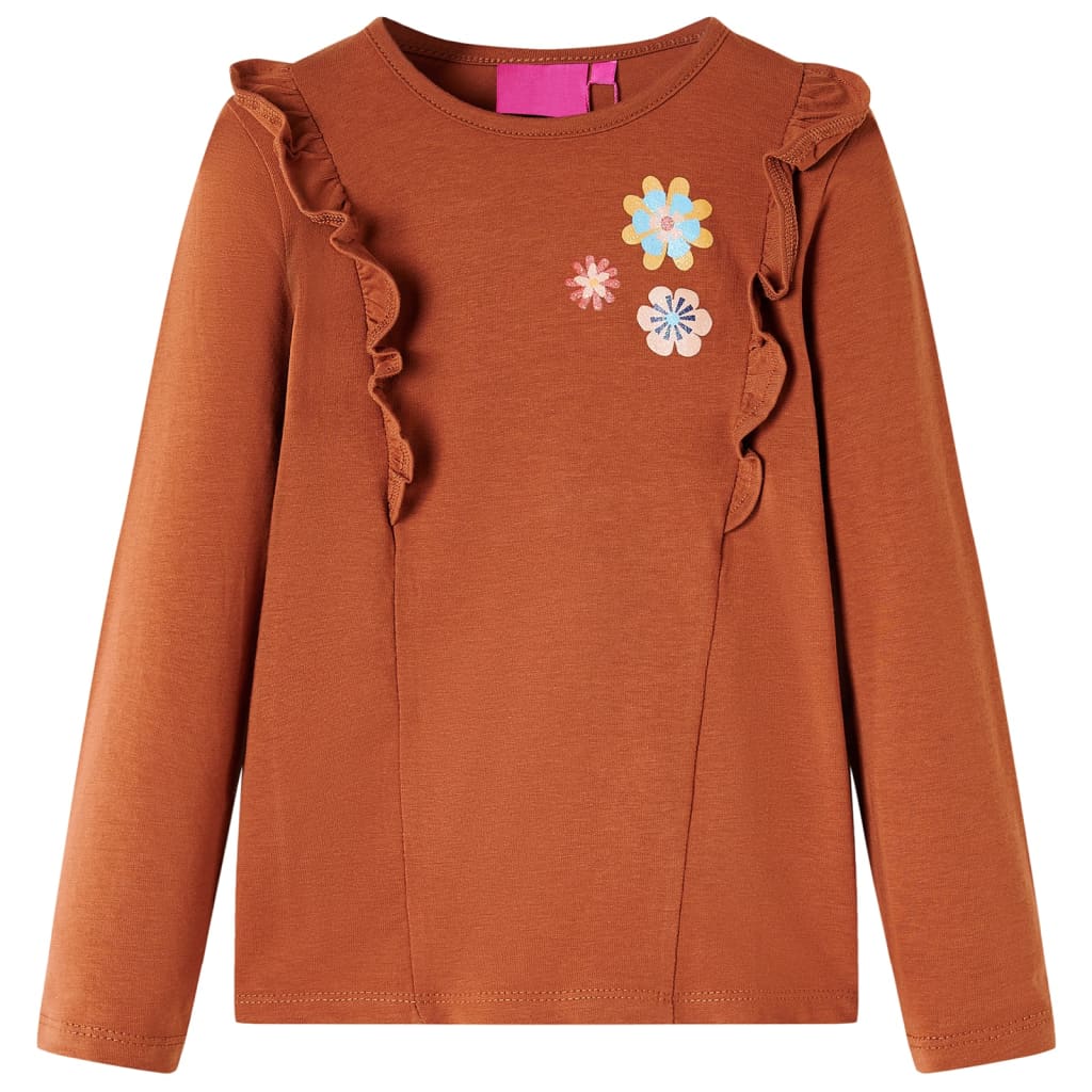 Vidaxl kindershirt met lange mouwen 104 cognackleurig
